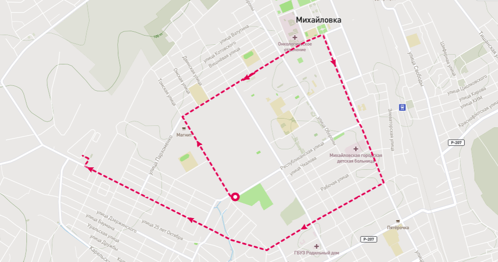 маршрут движения колонны велосипедистов