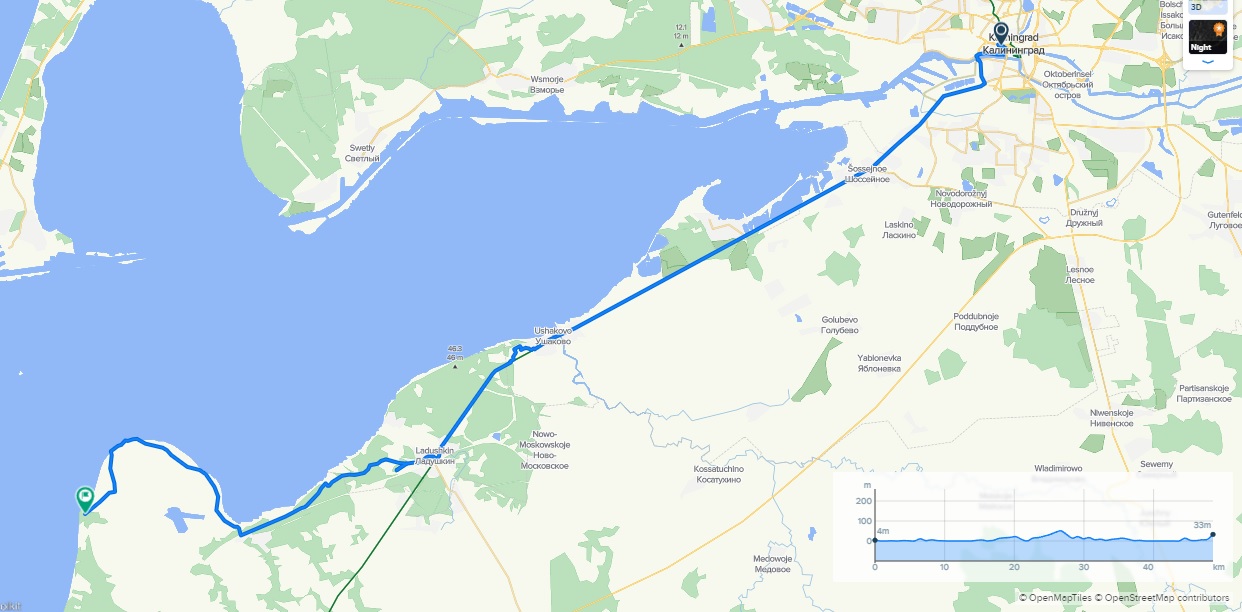 Веломаршрут от Калининграда, до замка Балга